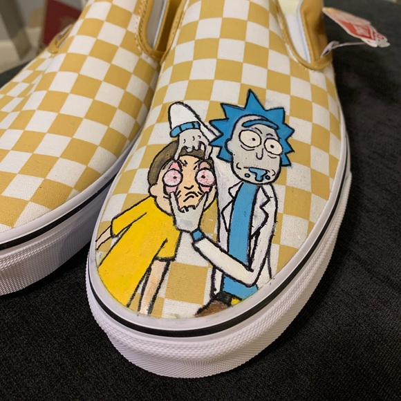 Rick & Morty yellow checkerboard Vans NWT - Picture 2 of 2